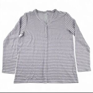 Croft Barrow Pajama Top Womens Petite Size PS Lilac Black Striped